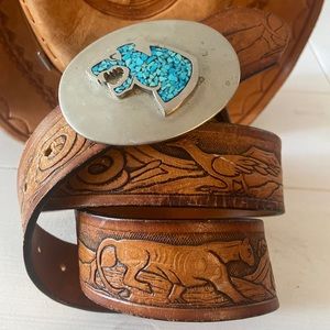 Vintage Leather Belt & Buckle USA Made